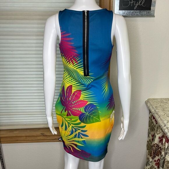 Hello Kitty Sanrio Multi Color Tropical Scuba Bodycon Dress - Picture 4 of 13